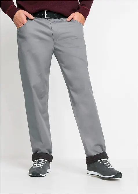 Regular fit-bukse i varmende materiale med mykt flanellf&ocirc;r og stretch, Straight, bonprix