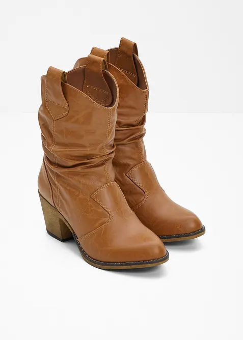Cowboyboots med rynket skaft, bonprix