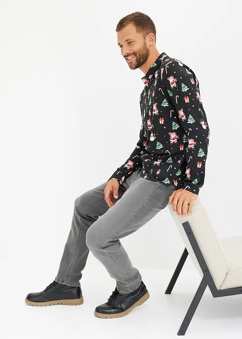 Poloskjorte i bomull med julemotiv, bonprix