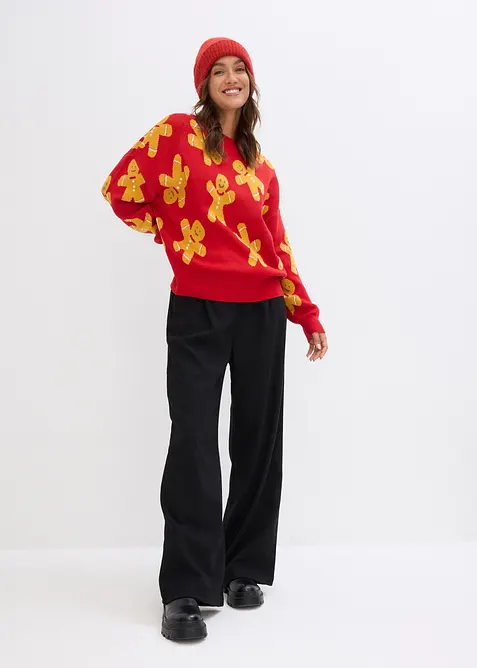 Oversized, finstrikket genser med rund hals, bonprix