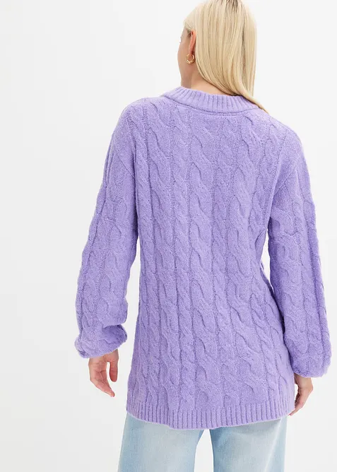 Oversized genser med flettet m&oslash;nster, bonprix