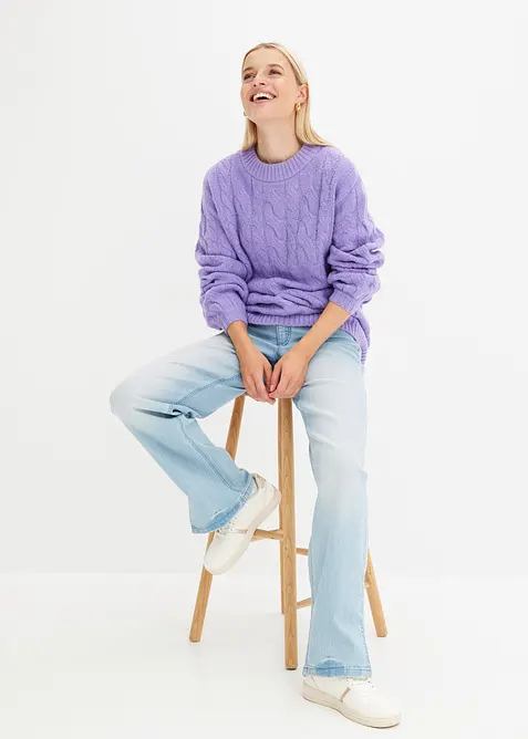 Oversized genser med flettet m&oslash;nster, bonprix