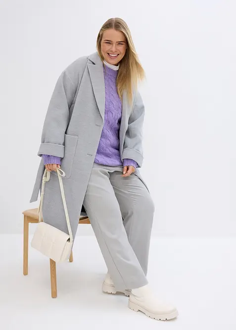 Oversized genser med flettet m&oslash;nster, bonprix