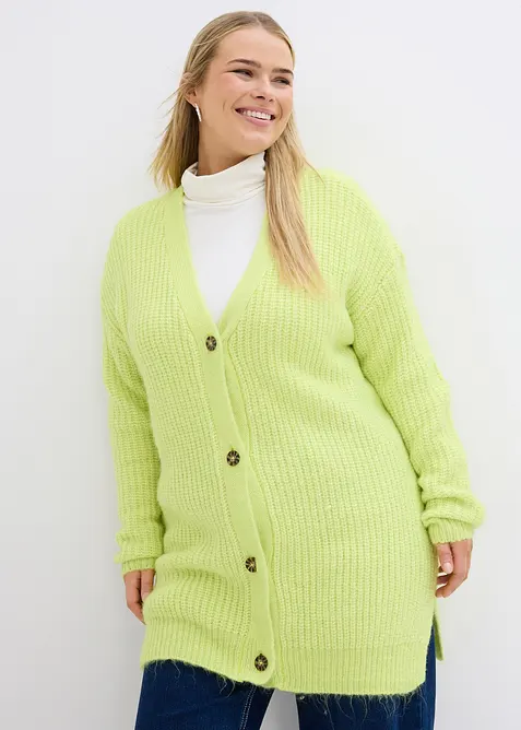 Grovstrikket cardigan i myk garnmiks med ull, bonprix
