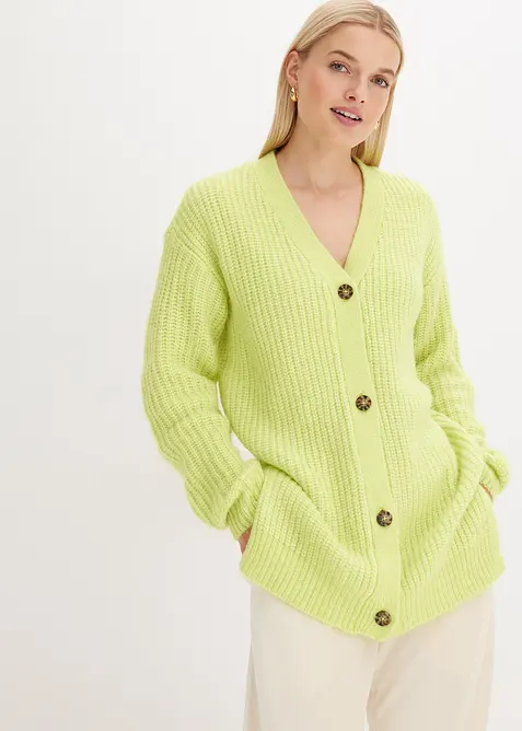 Grovstrikket cardigan i myk garnmiks med ull, bonprix