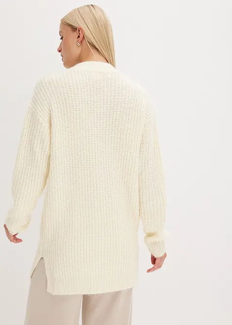 Grovstrikket cardigan i myk garnmiks med ull, bonprix