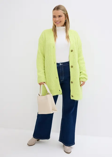Grovstrikket cardigan i myk garnmiks med ull, bonprix