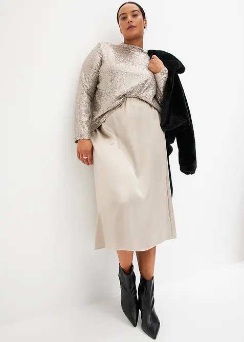 Bluse med paljetter, bonprix