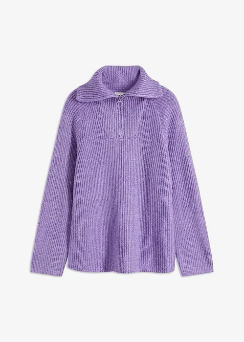 Ribbestrikket half zip genser, bonprix