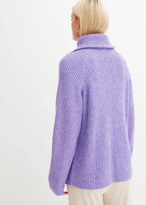 Ribbestrikket half zip genser, bonprix