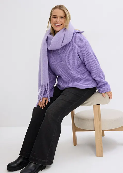 Ribbestrikket half zip genser, bonprix