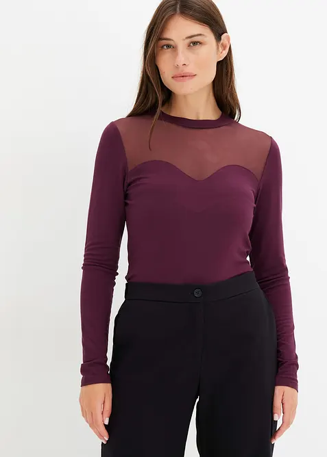 Langermet topp med mesh, bonprix