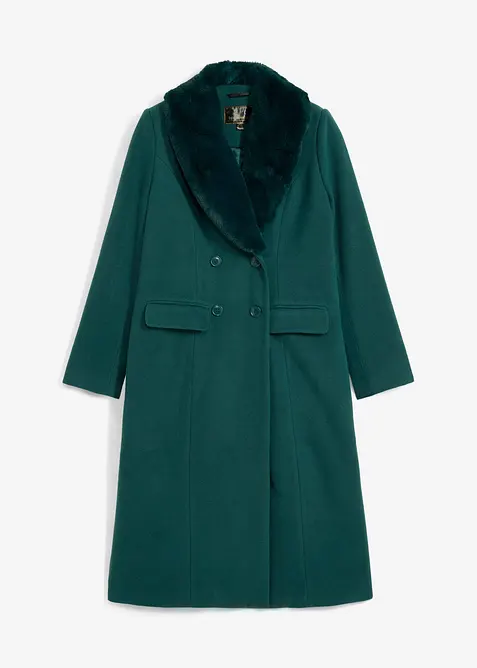 K&aring;pe med avtagbar krage i fuskepels, bonprix