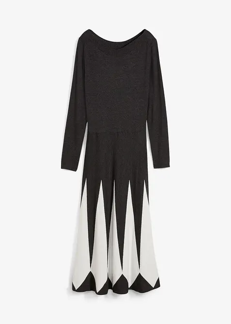 Strikkekjole med rombem&oslash;nster, bonprix