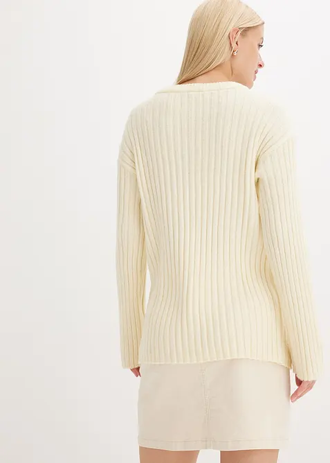 Oversized, ribbestrikket genser, bonprix