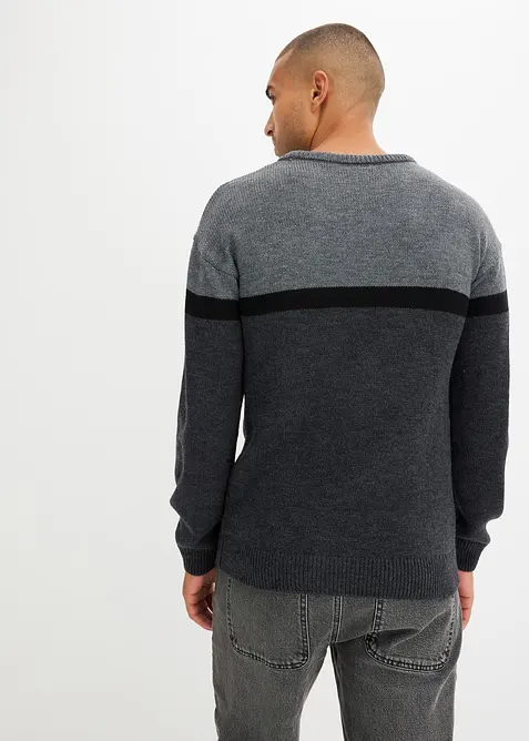 Lettstelt genser med colorblocking og rund hals, bonprix