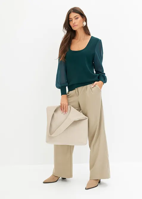 Finstrikket genser av myk viskosemiks, bonprix