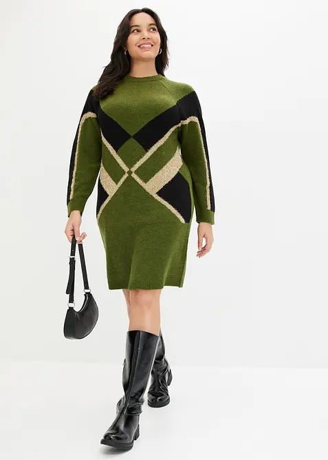 Strikket kjole med glittereffekt, bonprix