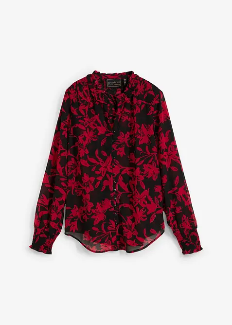 Chiffonbluse med vaflede detaljer, bonprix