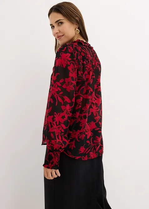 Chiffonbluse med vaflede detaljer, bonprix