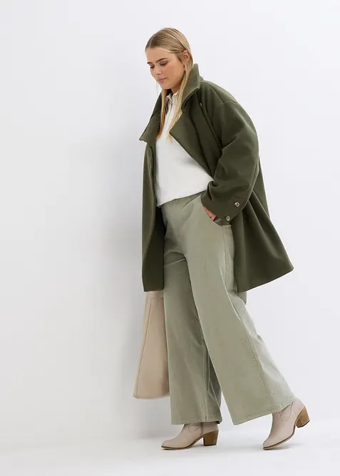 Kordfl&oslash;yelsbukse med komfortlinning, High Waist, bonprix