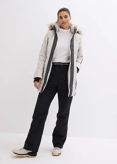 Lang jakke i vannavvisende materiale med fuskepels, bonprix