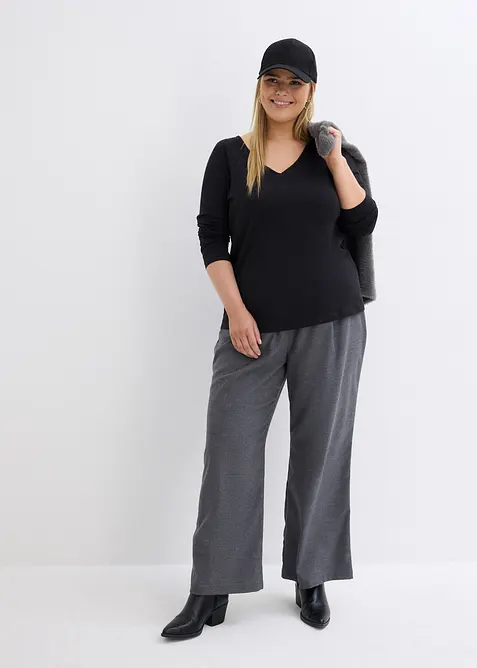 Langermet, figurnær topp (2-pack), bonprix