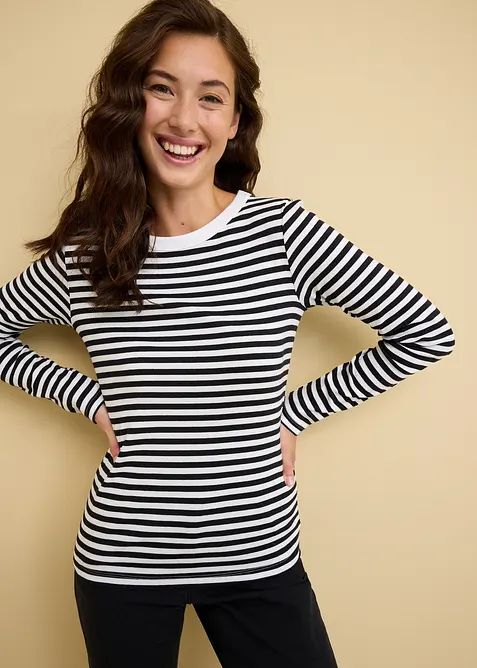 Langermet topp i 100% økologisk bomull, bonprix