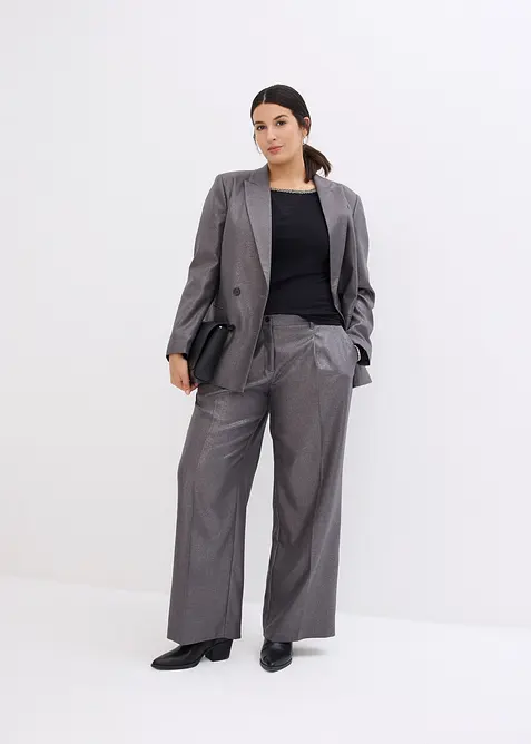 Topp med innfelt mesh og strass, bonprix