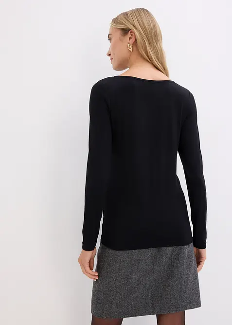 Topp med innfelt mesh og strass, bonprix