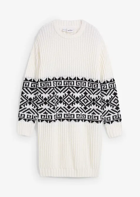 Strikket kjole med koftemønster, bonprix