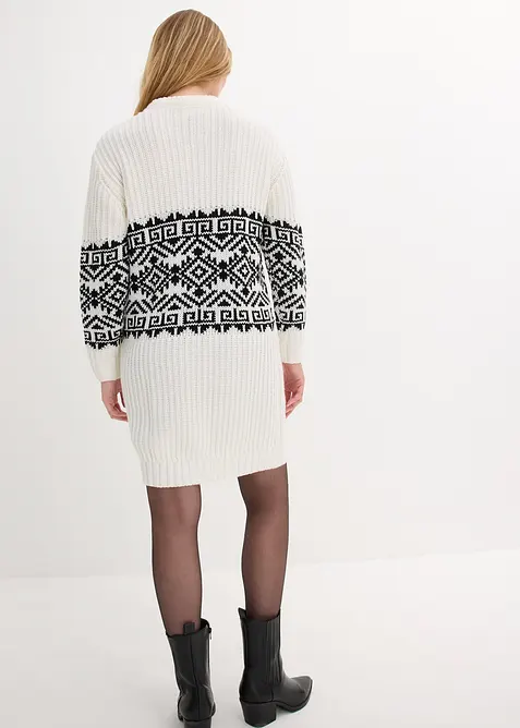 Strikket kjole med koftemønster, bonprix