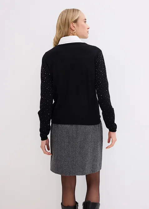 Cardigan med strass, bonprix