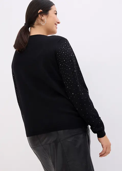 Cardigan med strass, bonprix