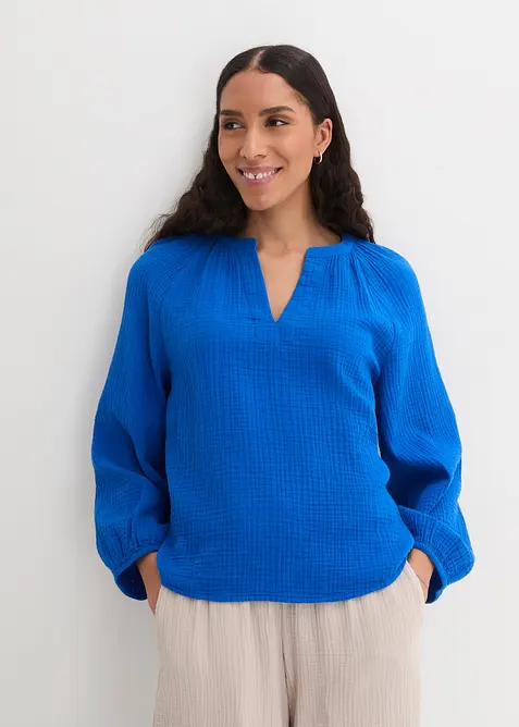 Oversized bluse i musselin, bonprix