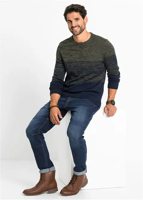 Finstrikket genser med myk bomull og komfortsnitt, bonprix