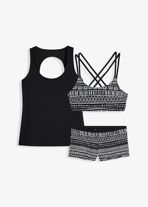 Tankini (3-delt sett) med bustier-bikinioverdel, bonprix