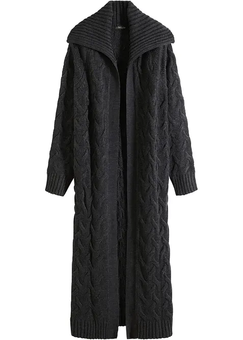 Lang, kabelstrikket coatigan, bonprix