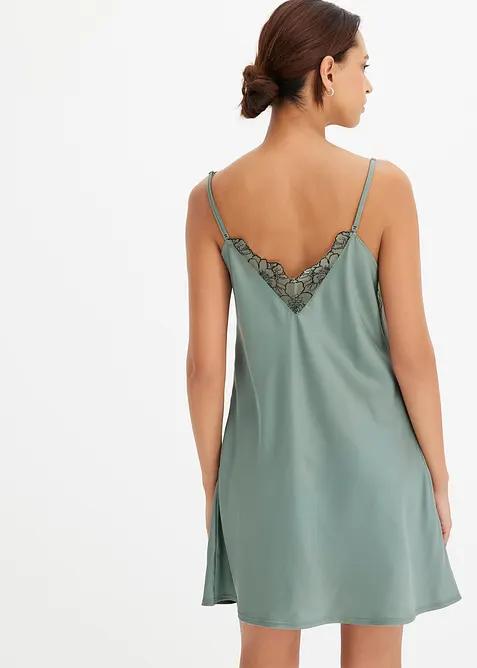 Neglisj&eacute; i sateng med broderi, bonprix