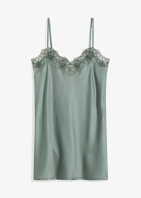 Neglisj&eacute; i sateng med broderi, bonprix
