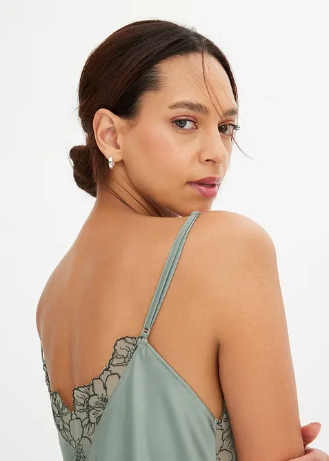 Neglisj&eacute; i sateng med broderi, bonprix