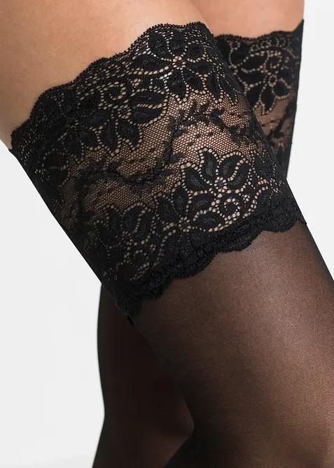 Stay-ups med blonder 20 DEN, bonprix