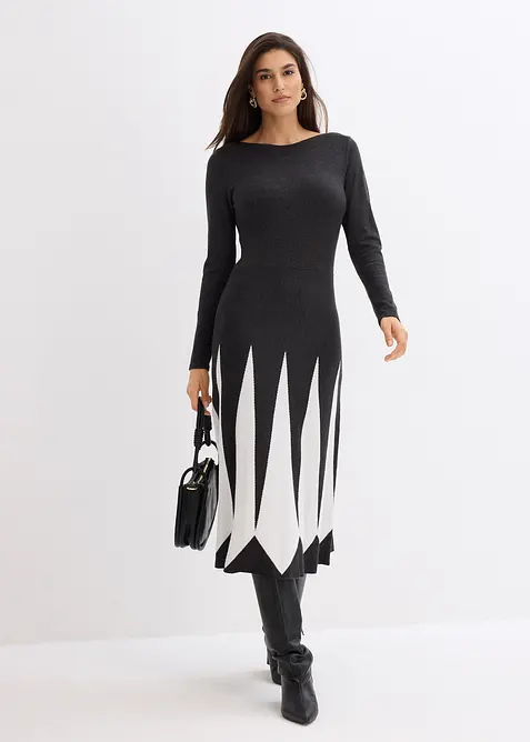 Strikkekjole med rombem&oslash;nster, bonprix