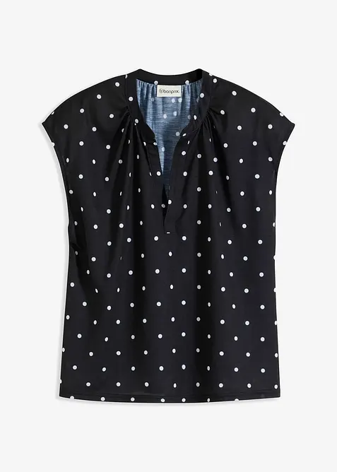 Kortermet topp i viskosemiks og bestefartrøye-look, bonprix