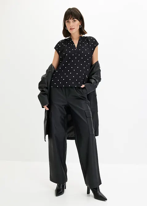 Kortermet topp i viskosemiks og bestefartrøye-look, bonprix