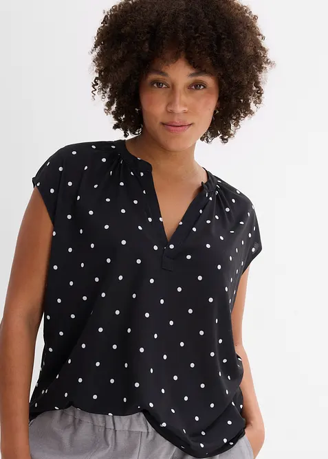 Kortermet topp i viskosemiks og bestefartrøye-look, bonprix