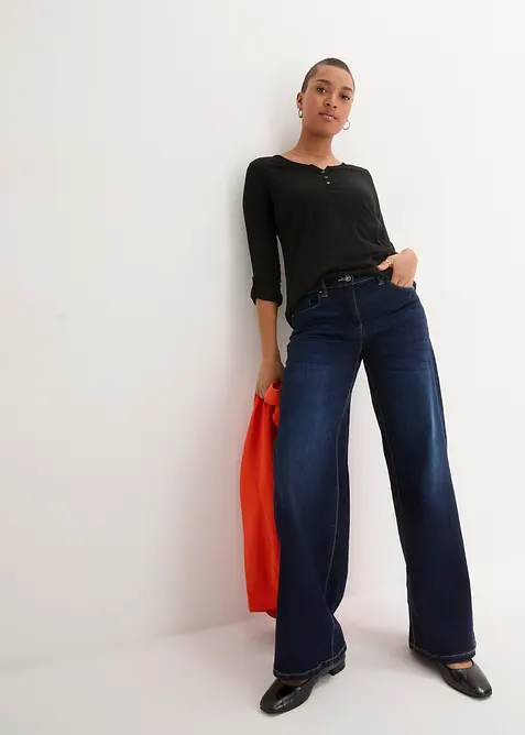 Topp i 100% &oslash;kologisk bomull med knappestolpe, bonprix