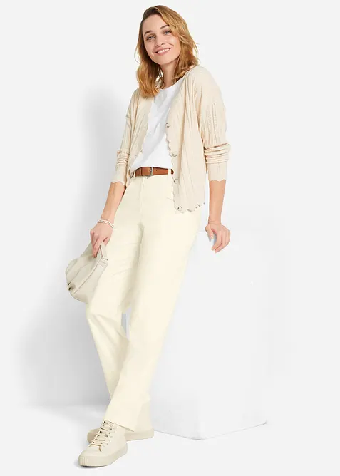 Kort strikkejakke med hullm&oslash;nster, bonprix