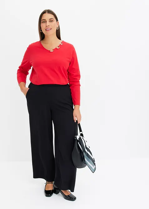 Langermet topp med maljer, bonprix