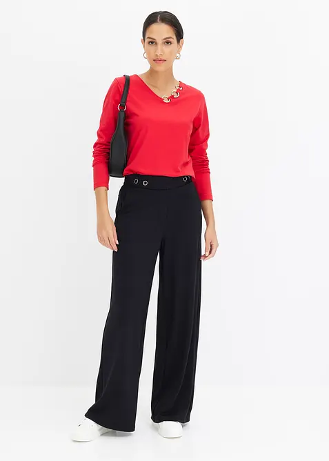 Langermet topp med maljer, bonprix